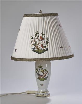 Tischlampe mit originalem Lampenschirm, Herend, Dekor Rothschild um 1960, - Glas & Porzellan