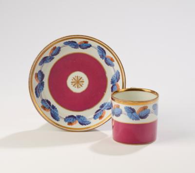 Dessin-Tasse mit Untertasse, Kaiserliche Manufaktur Wien, 1821, 1823, - Sklo a Porcelán
