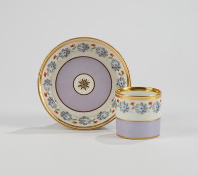 Kaiserliche Manufaktur, Wien 1817, Dessin-Tasse mit Untertasse, - Sklo a Porcelán