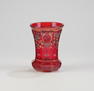 Sockelbecher, Böhmen um 1860, - Glas und Porzellan