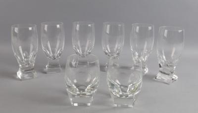 Moser-Karlsbad, 6 Biergläser und 2 Whiskygläser, um 1960, - Sklo a porcelán