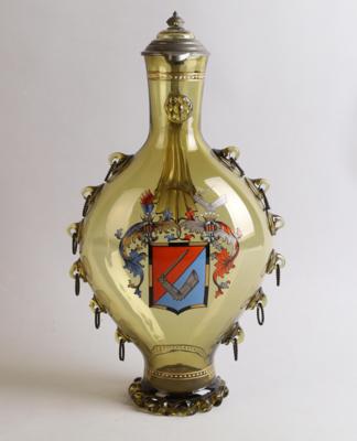 Wappenkrug "Widmann" mit Zinndeckel, Böhmen, - Vetri e porcellane