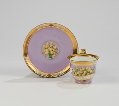 Tasse mit Untertasse, Kaiserliche Manufaktur Wien 1833, 1834, - Glass & Porcelain