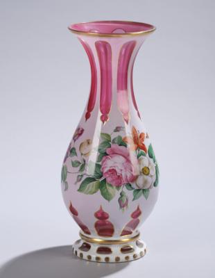 Glas-Vase, rosalin unterfangen, Böhmen, - Sklo a porcelán