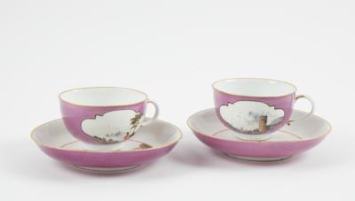 Paar Tassen mit Untertassen, Meißen um 1750-1760, - Vetri e porcellane