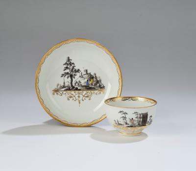 Paar Koppchen mit Untertassen kaiserliche Manufaktur Wien 1762-1771, - Sklo a porcelán