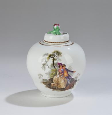 Teedose mit Deckel, Meißen Marcolinizeit 1774-1780, - Sklo a porcelán