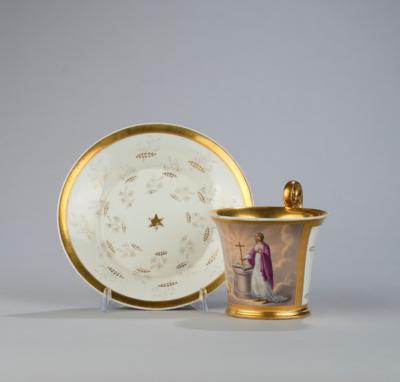 Tasse mit Untertasse, Kaiserliche Manufaktur, Wien 1821, - Vetri e porcellane