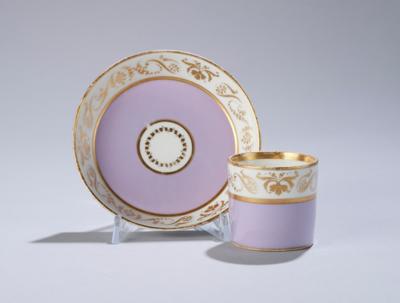Tasse mit Untertasse, Kaiserliche Manufaktur, Wien 1833, - Sklo a porcelán