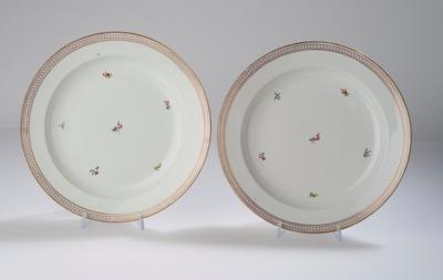 2 runde Platten, Kaiserliche Manufaktur, Wien 1790/91, - Glass and Porcelain