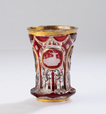 Becher, Böhmen um 1840/50, - Sklo a porcelán
