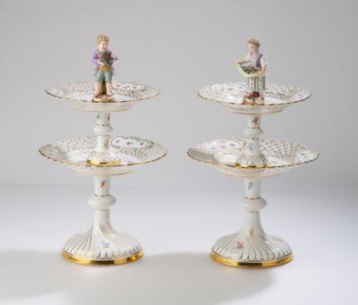 Paar Étagèren, Meissen, 1850-1924, - Sklo a porcelán