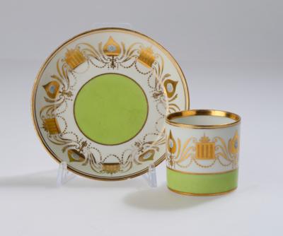 Tasse mit Untertasse, Kaiserliche Manufaktur, Wien 1808, - Glass and Porcelain