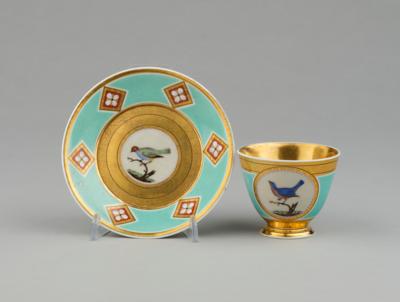 Tasse mit Untertasse mit Mikromosaikmalerei, KPM Berlin 1800-1810 - Sklo a porcelán