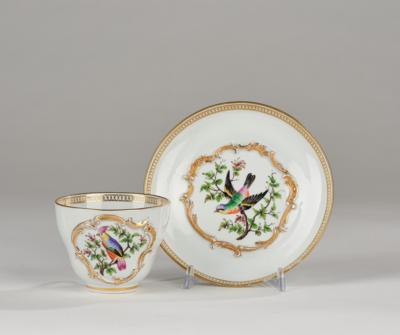 Große Tasse mit Vogeldekor, Meissen 19. Jh., - Glass and Porcelain