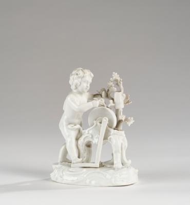 Putto mit Pfeil am Schleifstein, Kaiserliche Porzellanmanufaktur, Wien 1836, - Glas & Porzellan