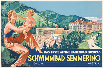 MUCHSEL-FUCHS (Atelier) "Schwimmbad Semmering" - Manifesti e insegne pubblicitarie, fumetti, storia del cinema e della fotografia