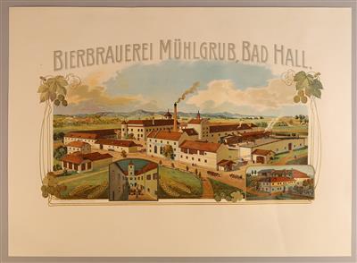 BIERBRAUEREI MÜHLGRUB BAD HALL - Posters and Advertising Art