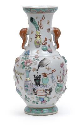 Famille Rose-Vase, - Antiques: Clocks, Metalwork, Asiatica, Faience, Folk art, Sculptures