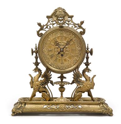 A Historism Period bronze mantel clock "Lenzkirch" - Antiques: Clocks, Metalwork, Asiatica, Faience, Folk art, Sculptures