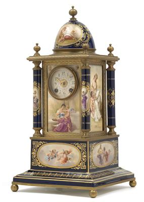 A Historism Period porcelain tower clock - Antiques: Clocks, Metalwork, Asiatica, Faience, Folk art, Sculptures