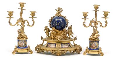 Kleine Napoleon III Kamingarnitur "C. R. Brunnarius, Paris - Antiquitäten - Uhren, Metallarbeiten, Asiatika, Fayencen, Volkskunst, Skulpturen