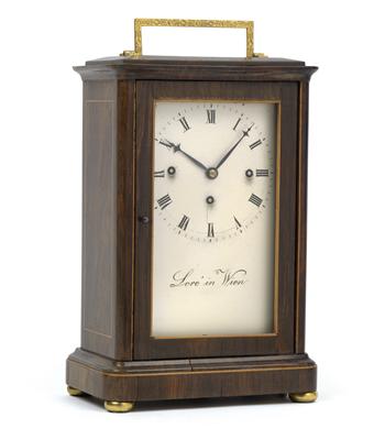 A small Biedermeier table clock from Vienna, "Loré in Wien" - Antiques: Clocks, Metalwork, Asiatica, Faience, Folk art, Sculptures