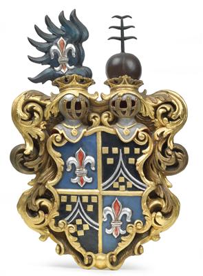 Wappen der Familie von Ebersberg, gen. von Weyhers und Leyen, - Antiquitäten - Uhren, Metallarbeiten, Asiatika, Fayencen, Volkskunst, Skulpturen