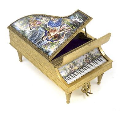 A miniature enamelled piano with musical mechanism - Starožitnosti