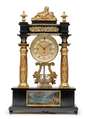 A Biedermeier portal clock with musical mechanism and automaton - Starožitnosti