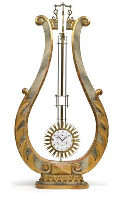 A large neoclassical free-swinging lyre clock with full calendar - Starožitnosti