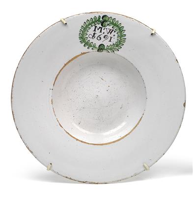 A Haban plate with broad rim ('Breitrandteller'), - Starožitnosti