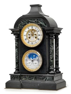 Historismus Marmor Kaminuhr mit ewigem Kalender - Antiquitäten (Uhren, Skulpturen, Metallarbeiten, Fayencen, Volkskunst, Silber)
