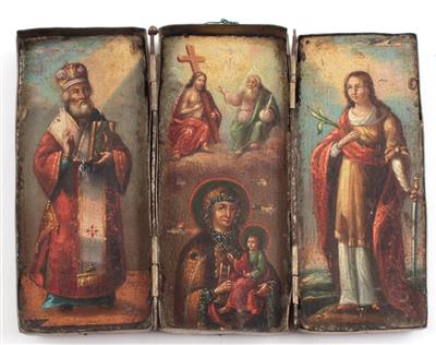 A small folding travel altar, - Antiquariato - orologi, sculture, maioliche, arte popolare