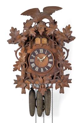 A Black Forest wall pendulum clock "Cuckoo and Quail" - Antiques: Clocks, Sculpture, Faience, Folk Art