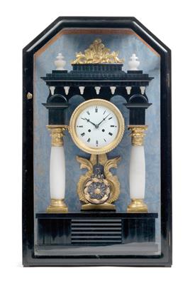 A Biedermeier portal clock with display case - Clocks, Metalwork, Faience, Folk Art, Sculptures +Antique Scientific Instruments and Globes