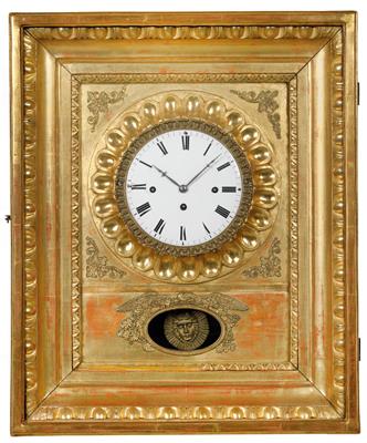 A Biedermeier framed clock - Orologi, metalli lavorati, arte popolare e ceramica faentina, sculture  +Strumenti scientifici e globi d'epoca