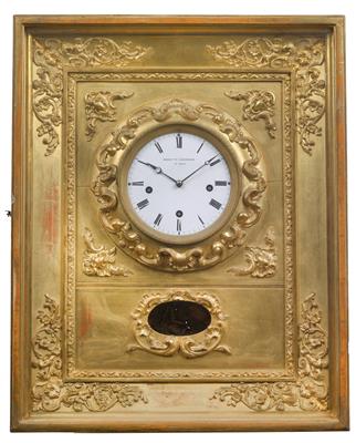 A Biedermeier framed clock, "Bernhard Geissler in Wien" - Starožitnosti  +Historické vědecké přístroje a globusy