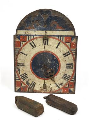 A Baroque iron clock with single clock hand. - Orologi, metalli lavorati, arte popolare e ceramica faentina, sculture  +Strumenti scientifici e globi d'epoca