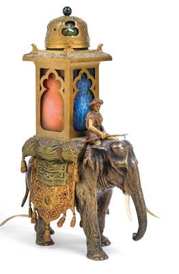 An F. X. Bergmann table lamp in the shape of an elephant, - Clocks, Metalwork, Faience, Folk Art, Sculptures +Antique Scientific Instruments and Globes