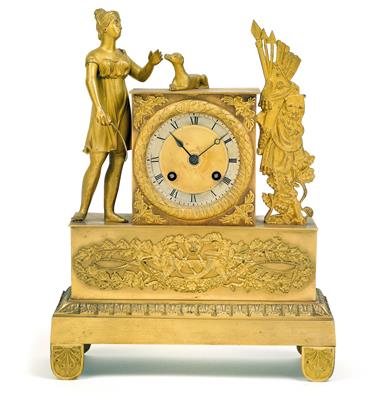 Kleine Charles X Bronze Kaminuhr "Diana" - Antiquitäten, Historische wissenschaftliche Instrumente, Globen und Modelle