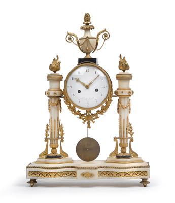 A Louis XVI marble mantle clock - Clocks, Metalwork, Faience, Folk Art, Sculptures +Antique Scientific Instruments and Globes