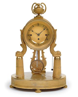 An Empire bronze dolphin clock from Austria, - Starožitnosti  +Historické vědecké přístroje a globusy