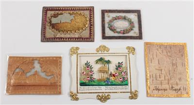 5 Biedermeier greetings cards, - Antiquariato - orologi, sculture, maioliche, arte popolare