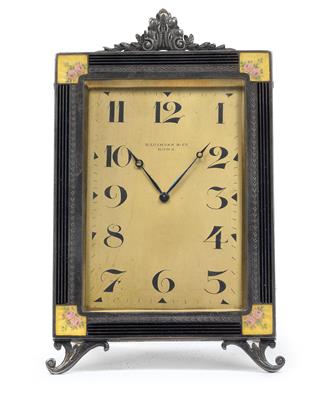 An Art deco silver table clock - Antiques: Clocks, Sculpture, Faience, Folk Art, Vintage, Metalwork