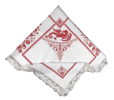 A square embroidered tablecloth, - Antiquariato - orologi, sculture, maioliche, arte popolare