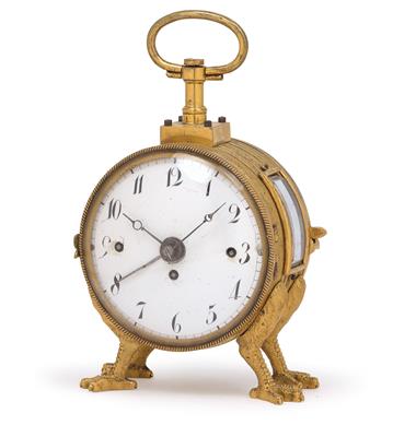 An Empire travel alarm clock - Antiques: Clocks, Sculpture, Faience, Folk Art, Vintage, Metalwork