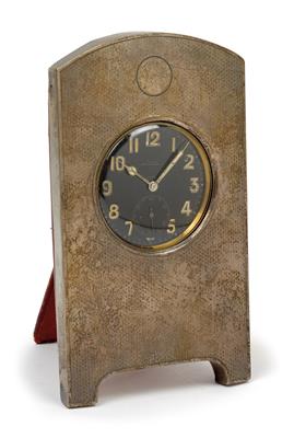 Englische Acht-Tage-Taschenuhr in russischem Silber Tischgehäuse - Uhren, Metallarbeiten, Varia, Vintage, Fayence, Volkskunst, Skulpturen