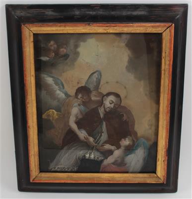 A painting on glass, St Ignatius, - Starožitnosti