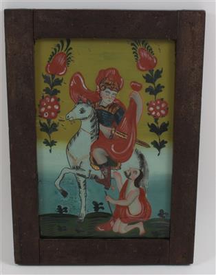 Painting on glass, St Martin, - Antiques: Clocks, Sculpture, Faience, Folk Art, Vintage, Metalwork